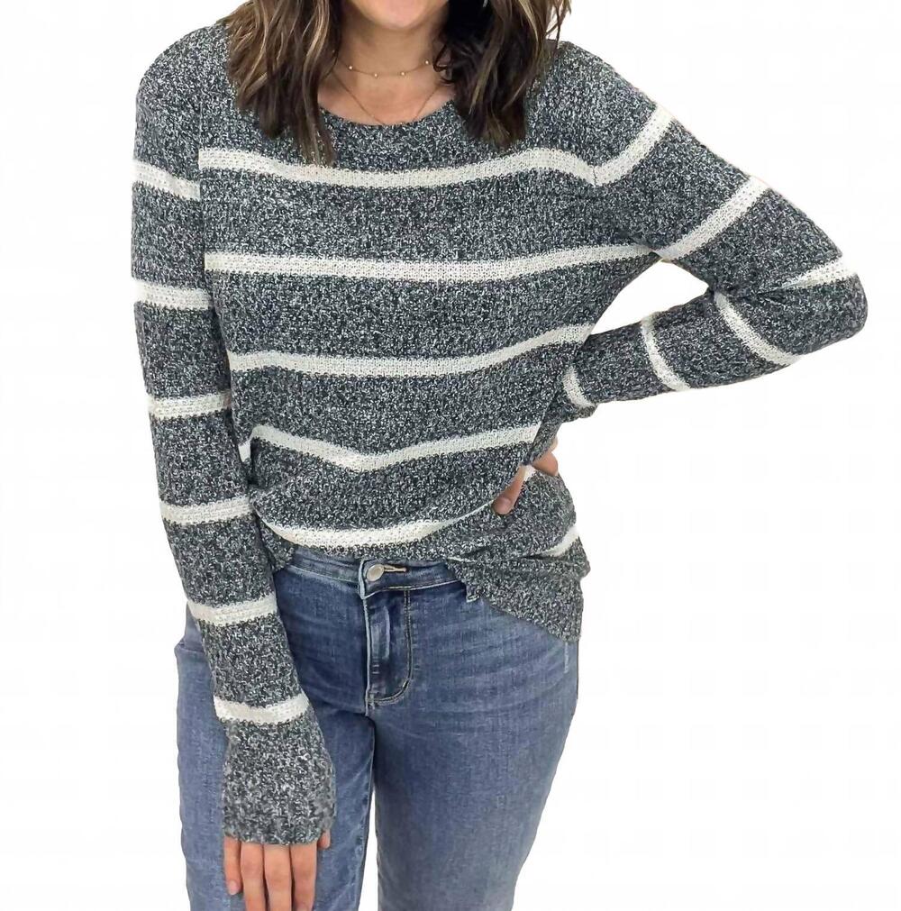 NEW STACCATO knit striped sweater in teal
